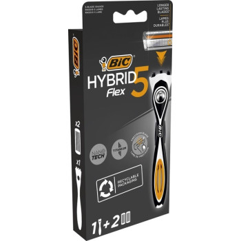 Станок для бритья BIC Flex 5 Hibrid с 2 сменными картриджами мужской (3086123644922)