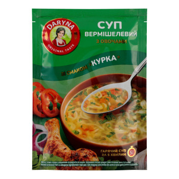 Суп вермишелевой Daryna со вкусом Курица с овощами 18 г (4820286440064)