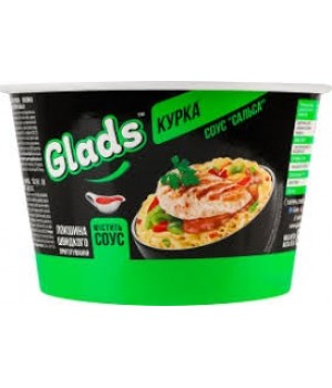 Лапша яичная быстрого приготовления Glads Курица+Соус Сальса 85 г (4820179258752)