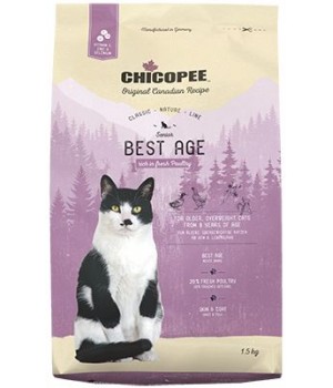  Сухой корм для котов Chicopee CNL Cat Adult Senior Best Age 8+ с мясом домашней птицы 1.5 кг (4015598018067)  