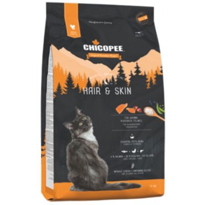 Сухий корм для котів Chicopee HNL Cat Hair&Skin Adult з лососем, птицею та печінкою 8 кг (4015598018104)