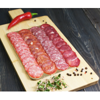 Асорті сиров'ялених ковбас ТМ "М'ЯСОЛЮБ" (нарізка) в/с. 120 г