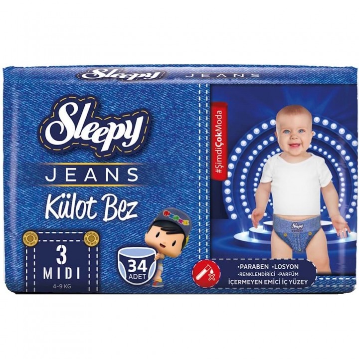 Підгузки-трусики Sleepy Jeans Jumbo midi 4-9 кг 34шт. (8681313062882)