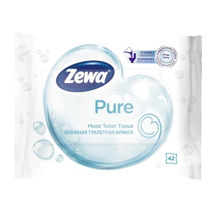 Влажная туалетная бумага Zewa Pure Moist, 42 шт. (7322540796582)