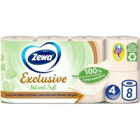 Папір туалетний Zewa Exclusive Natural Soft біло-кремовий 4 шари 8 рулонів (7322541361246)