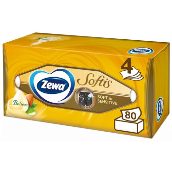 Салфетки косметические Zewa Softis 4 слоя 80 шт. (7322540926279)