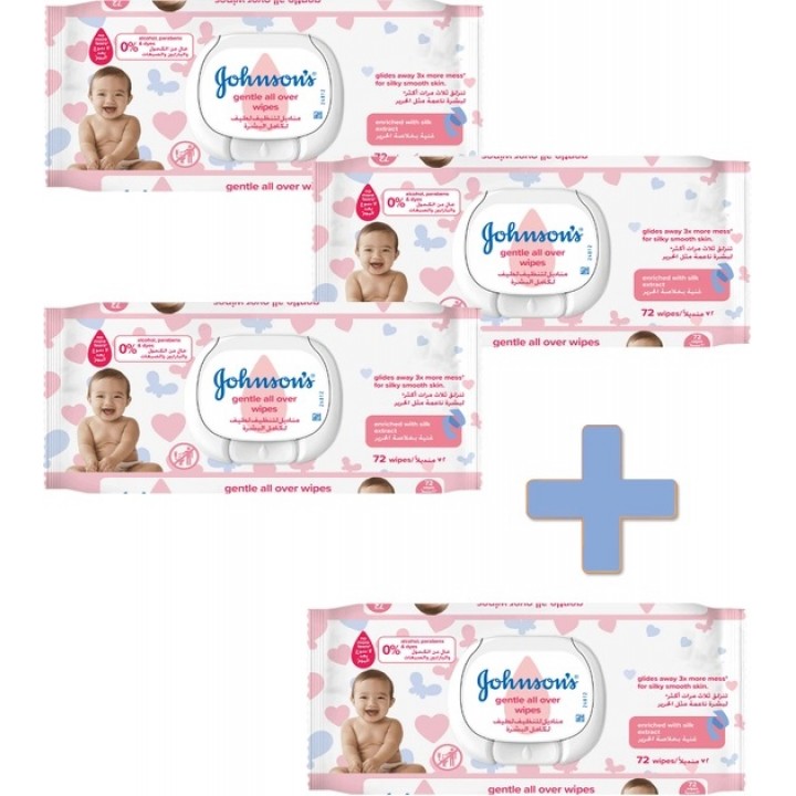 Промо-набор Johnson's Baby Детские влажные салфетки Нежная забота 72 шт (3+1) (3574661674407)