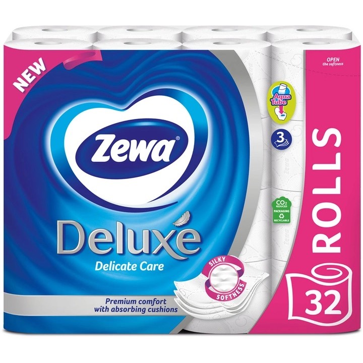 Папір туалетний Zewa Deluxe білий 3 шари 32 рулони (7322541343181)