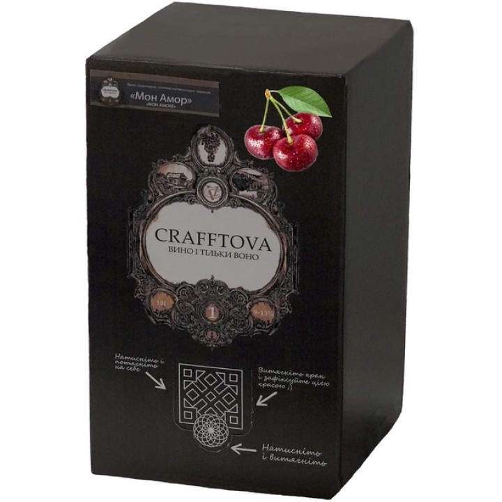 Вино Crafftova ординарное столовое Мон Амор Bag-in-box красное полусладкое 9-13% 10 л (4820261690125)