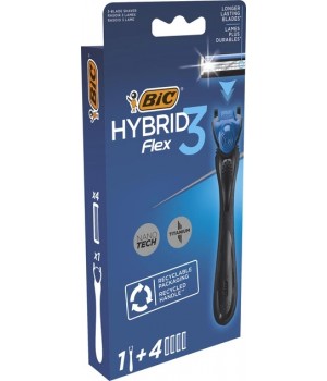 Станок для бритья BIC Flex 3 Hibrid мужской с 4 сменными картриджами (3086123644939)