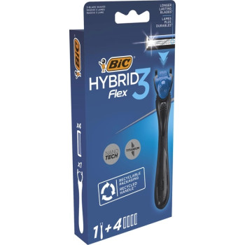 Станок для бритья BIC Flex 3 Hibrid мужской с 4 сменными картриджами (3086123644939)