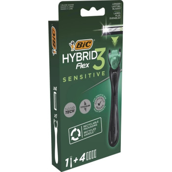 Станок для бритья BIC Flex 3 Hibrid Sensitive с 4 сменными картриджами мужской (3086123644977)