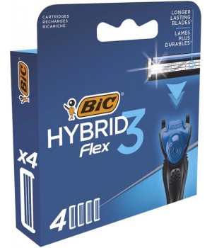 Змінні картриджі BIC Flex 3 Hybrid для гоління чоловічі 4 шт. (3086123480926)