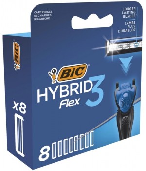 Сменные картриджи BIC Flex 3 Hybrid  для бритья мужские 8 шт. (3086123480933)