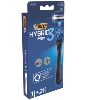 Станок для бритья BIC Flex 3 Hibrid с 2 сменными картриджами мужской (3086123519114)