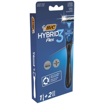 Станок для бритья BIC Flex 3 Hibrid с 2 сменными картриджами мужской (3086123519114)