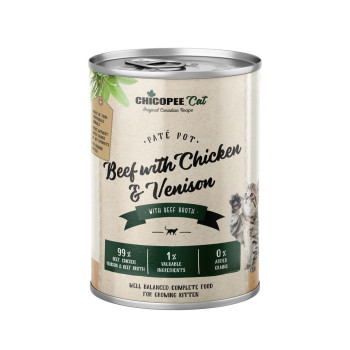Консерви для кошенят Chicopee PatePot з яловичиною, куркою та олениною 400 г (4015598019255)
