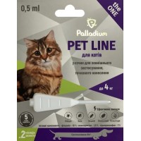 Краплі на холку від бліх, кліщів та гельмінтів Palladium Pet Line the One для котів вагою до 4 кг 0,5 мл (4820150205218)