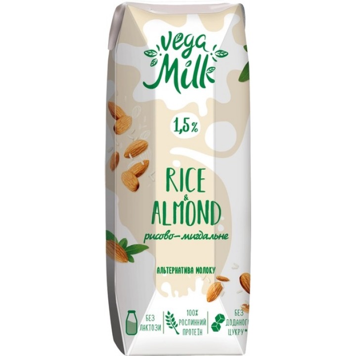 Напиток Vega Milk рисово-миндальный ультрапастеризованный 250 мл (4820192262149)