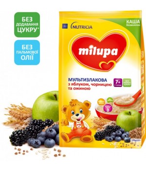 Безмолочная каша Milupa Мультизлаковая с яблоком, черникой и ежевикой для детей от 7 месяцев 170 г (5900852044243)