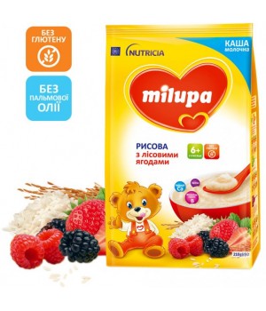 Каша Milupa молочна рисова з лісовими ягодами для дітей від 6 місяців 210 г (5900852047459)