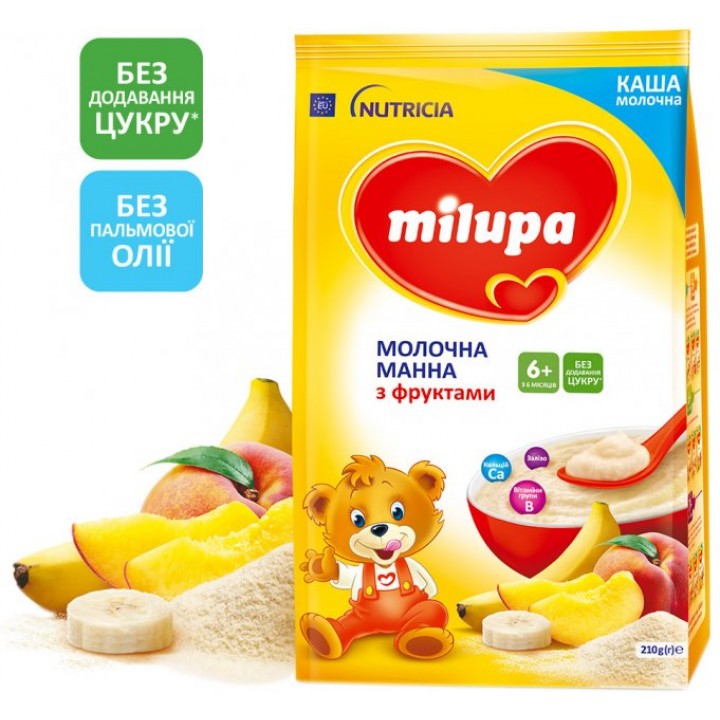 Каша Milupa молочна манна з фруктами 210 г (5900852930041)