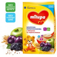 Каша Milupa молочна мультизлакова з яблуком і чорносливом для дітей від 7 місяців 210 г (5900852044229)