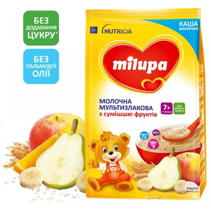 Каша Milupa молочная мультизлаковая со смесью фруктов 210 г (5900852930010)