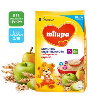 Каша Milupa молочна мультизлакова з яблуком і грушею 210 г для дітей від 7 місяців 210 г (5900852042799)