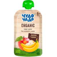 Фруктовое пюре органическое Чудо-Чадо Яблоко, Банан с 6 месяцев 90 г (4820016254336)