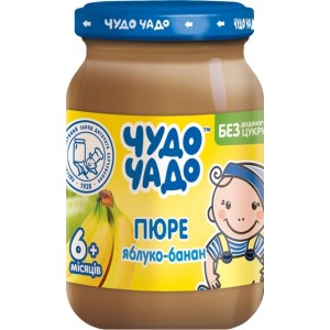 Детское пюре Чудо-Чадо Яблоко и банан без сахара с 6 месяцев 170 г (4820016253353)