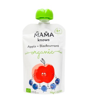 Пюре органическое Mama knows яблоко и черная смородина 90 г (4820016254572)