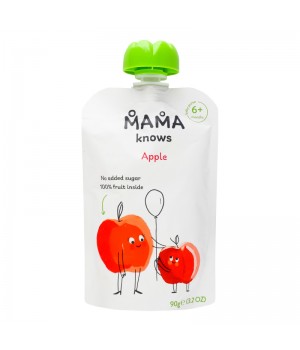 Пюре Mama knows яблочное без сахара 90 г (4820016254657)