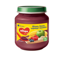 Детское пюре Milupa фруктовое Яблоко, банан, черника и малина для детей с 4 месяцев 125 г (5900852051470)