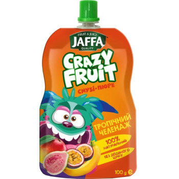 Смузі-пюре Jaffa Crazy Fruit Фруктовий десерт з перетертих манго, бананів, гуаяви з маракуєю тропічний челендж 100 г (4820192262002)