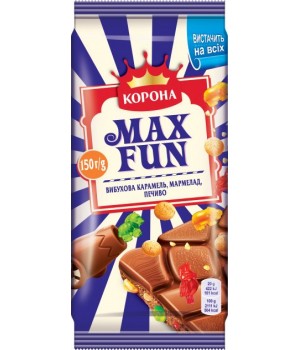 Шоколад Корона Max Fun Молочний з мармеладом 150 г (7622201797942)