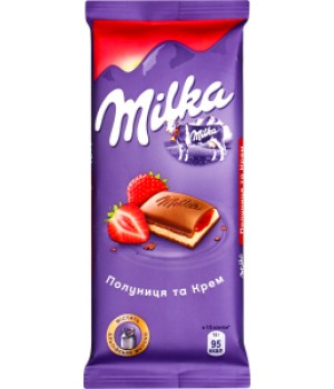 Шоколад Milka з кремом і полуницею 90 г (7622300437848)