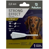 Краплі на холку від бліх, кліщів та комарів Palladium Strong Effect для собак вагою 4-10 кг, 2 мл (4820150206017)