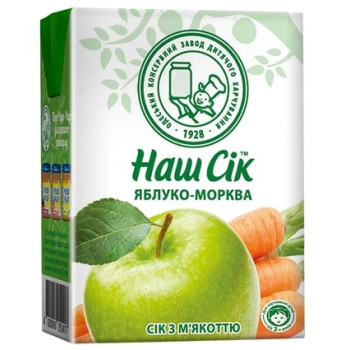 Сік ОКЗДХ Наш Сік Яблучно-морквяний 0.2 л (4820016250628)