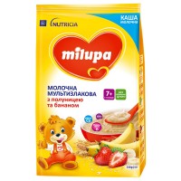 Каша Milupa молочна мультизлакова з полуницею та бананом 210 г (5900852058615)