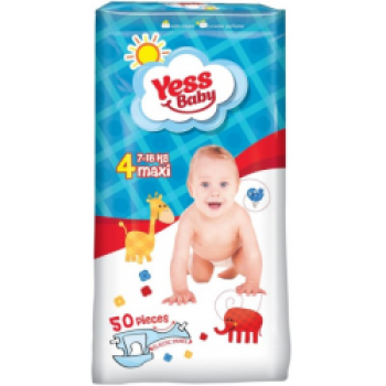 Подгузники Yess Baby Jumbo Maxi 7-18 кг 50шт.
