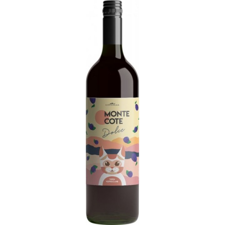 Напій на основі червоного вина Monte Cote Dolce солодкий з чорносливом і тереном 0,75 л