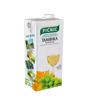 Вино Picnic "Тамянка черноморская" ординарное полусладкое белое 1л 9,5-12% (4820179620993)