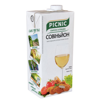 Вино Picnic "Совиньон" ординарное столовое сухое белое 1л 9,5-13% (4820275980175)