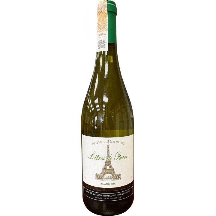 Вино Lettres de Paris BLANC SEC біле сухе 0,75л 11% (3760010296943)
