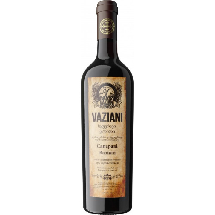 Вино Вазиани Саперави красное сухое 0.75 л 9.5-14% (4820220040077)