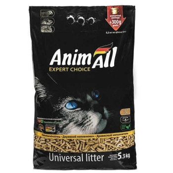 Наповнювач AnimALL деревний для котів 5,3 кг (300 г у подарунок)