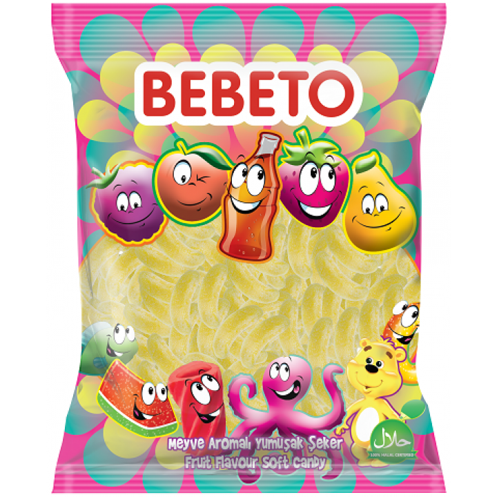 Конфеты жевательные Bebeto "Неоновый сахарный банан" 1 кг (8690146632917)
