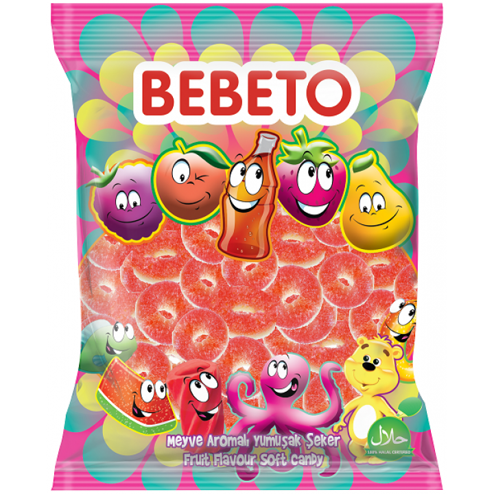 Конфеты жевательные Bebeto "Арбузные кольца" 1 кг (8690146632917)