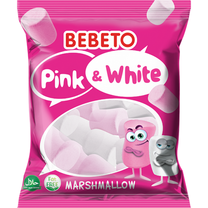 Цукерки-маршмелоу Bebeto "Білий та рожевий" 135 г (8690146091905)